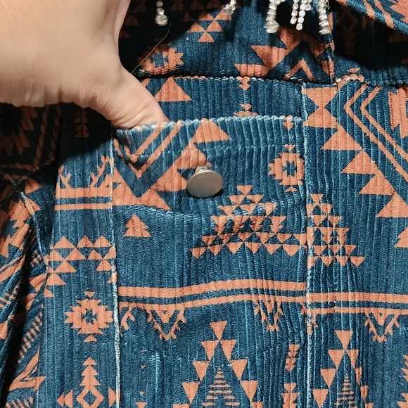 SAVANNA JANE Jacket Womens Medium Teal Western Boho Fringe Bling - Picture 6 of 11